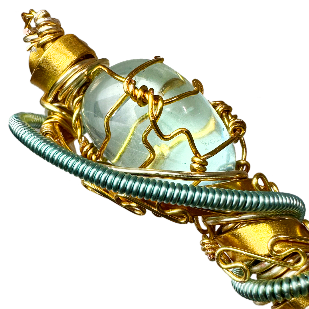 Aqua Obsidian + Aqua Aura Quartz "DNA STRAND X2"