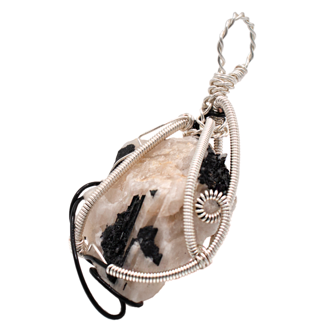 Black Tourmaline on Quartz "Cookies & Cream"