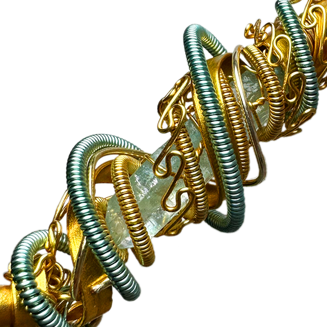 Aqua Obsidian + Aqua Aura Quartz "DNA STRAND X2"