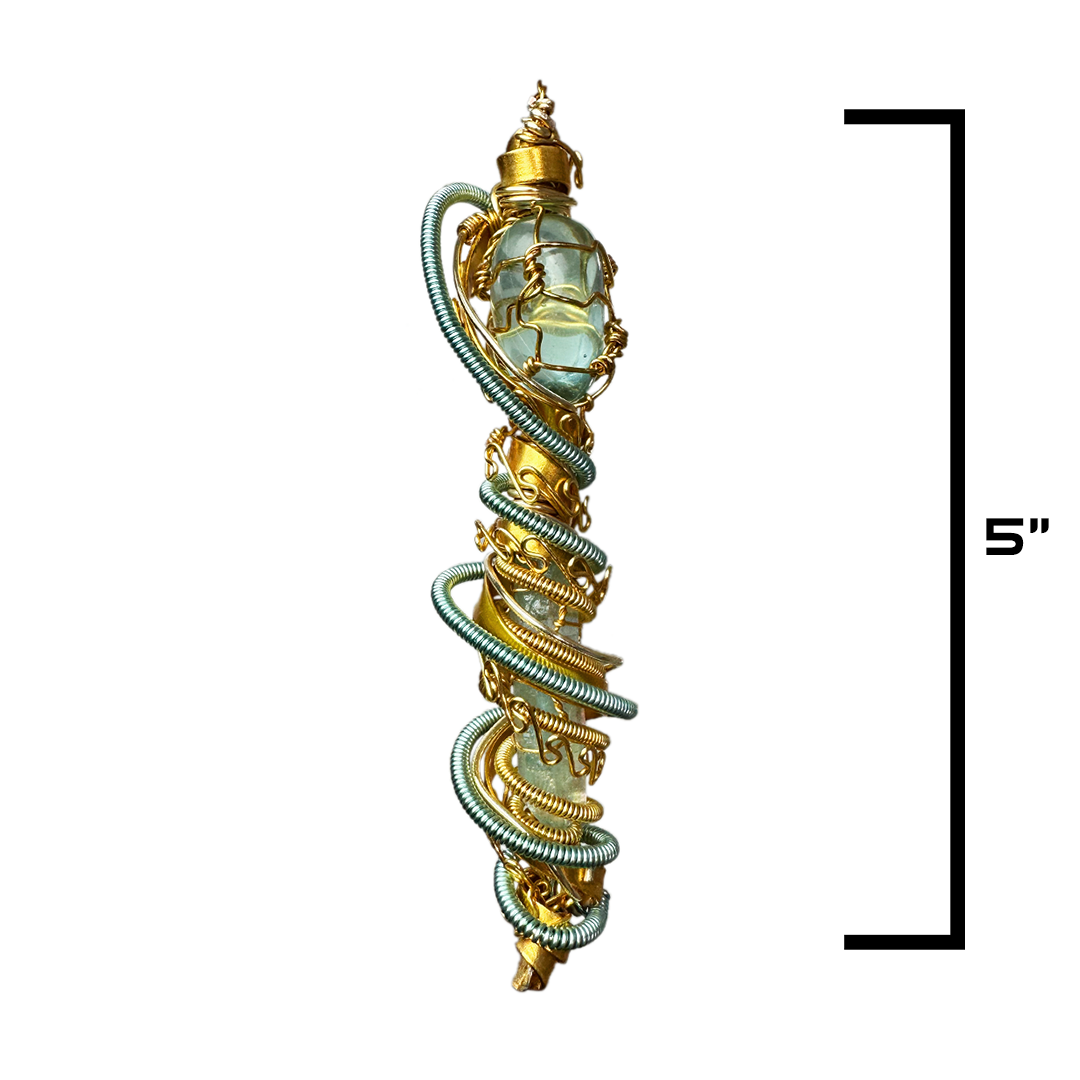 Aqua Obsidian + Aqua Aura Quartz "DNA STRAND X2"